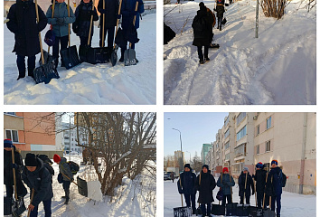 Патриотическая акция "Снежный десант" продолжается на общественных пространствах города