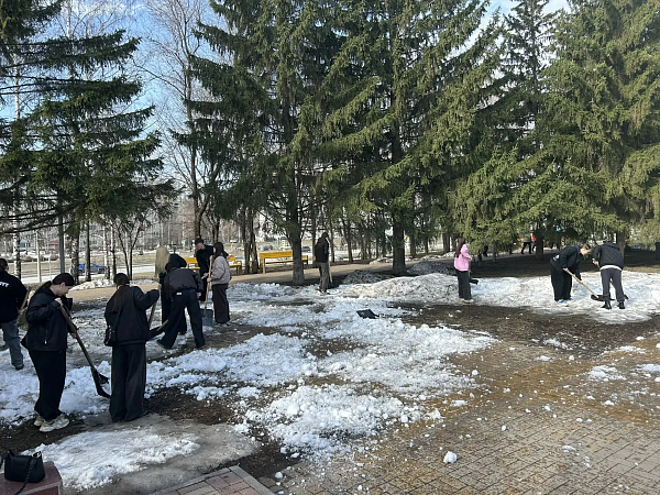 Студентлар Җиңү паркын кардан арындырырга ярдәм итте