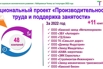 Чаллының 48 компаниясе «хезмәт җитештерүчәнлеге һәм мәшгульлеккә ярдәм»илкүләм проектында катнаша